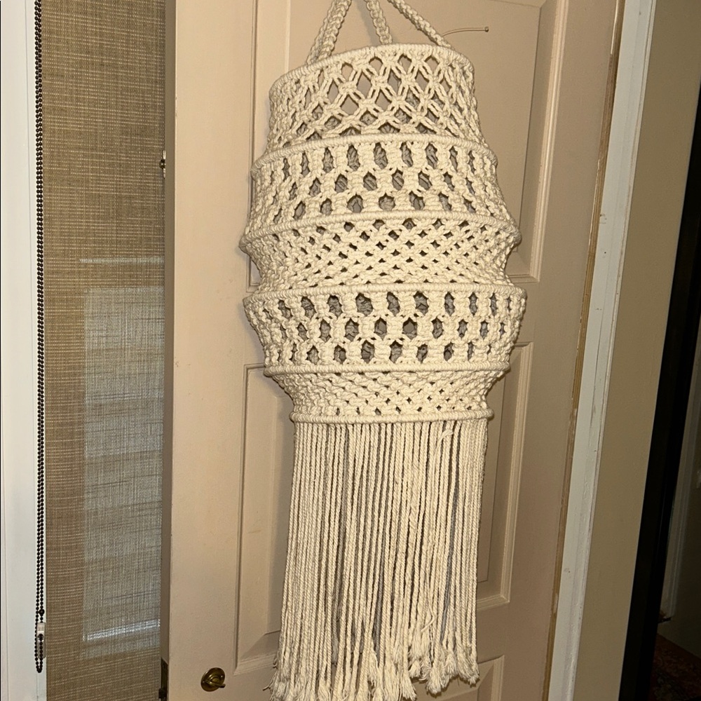 Absolutely stunning 1 of a kind Handmade Macramé light cover or wall Hanger
